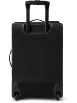 Dakine 365 Carry-On Roller Bag LT 40L in Black, rear view with the telescopic handle extended showing the wheels and back panel