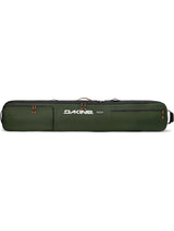 Dakine Fall Line Ski Roller Bag 190cm in Rosin, side view of the dark green bag showing the Dakine logo, zipped pocket and grab handles
