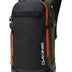 Dakine Heli 2.0 Pro Pack 20L in Rosin, front three-quarter view of the dark olive pack with orange zip trim and side compression straps