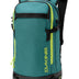 Dakine Heli 2.0 Pro Pack 20L in Mediterranea, front three-quarter view of the teal pack with lime green zip trim and Dakine logo