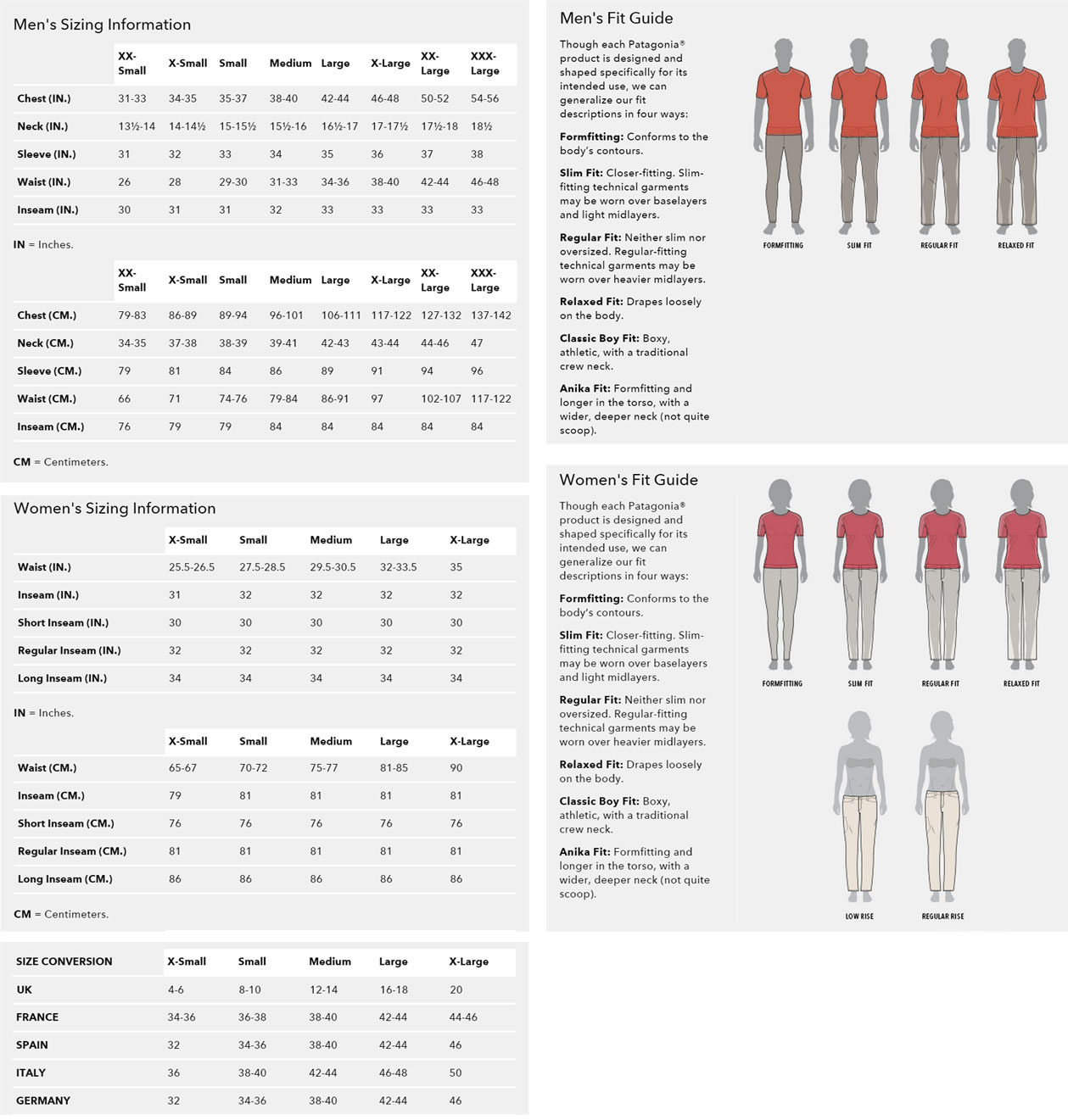 Patagonia Capilene Size Chart